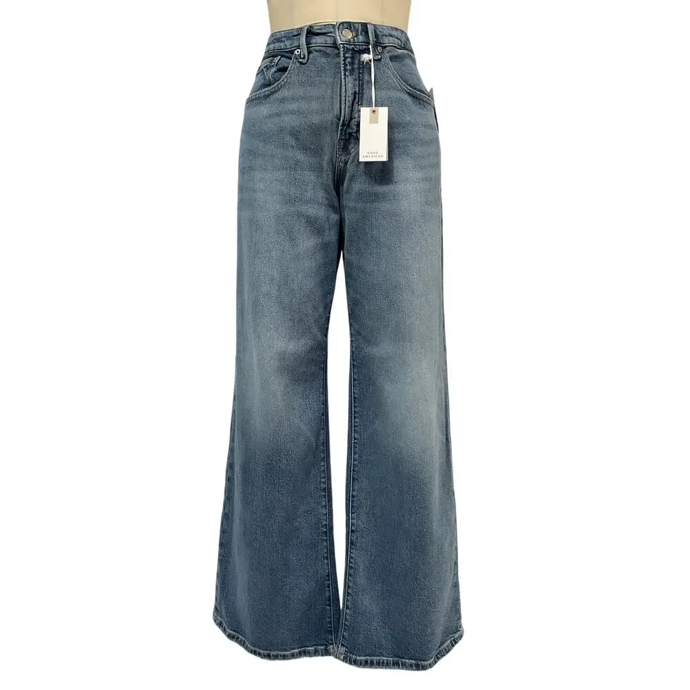 Good American 'Good' Blue Ease Relaxed Denim Jean Size 8 - NWT - Picture 1 of 4